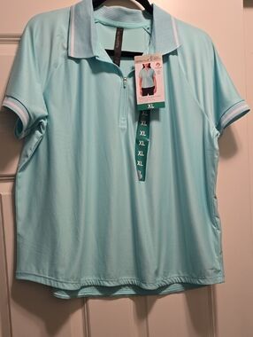 Mondetta Light Aqua Blue Polo Shirt with Zip